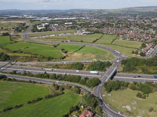 The link road looking from J19 towards Pillsworth Road