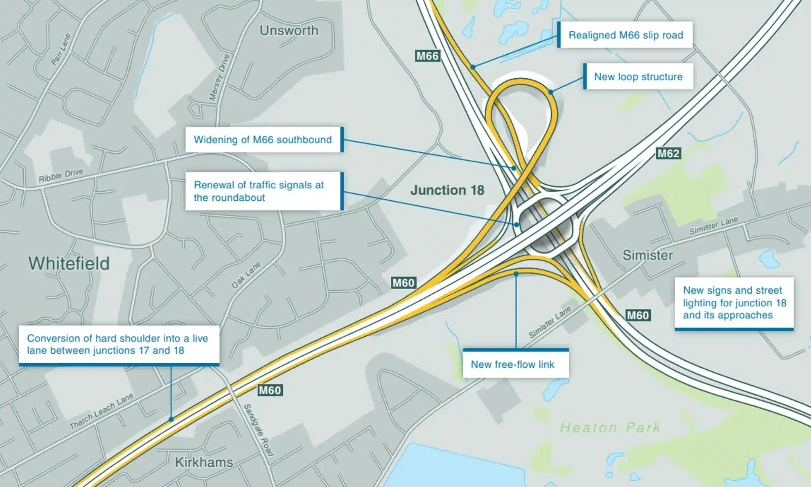 Map showing Junction 18 improvements