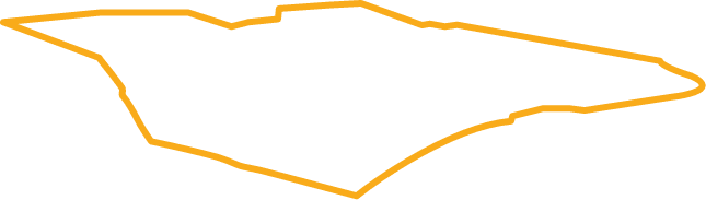 Orange outline of a geographical shape