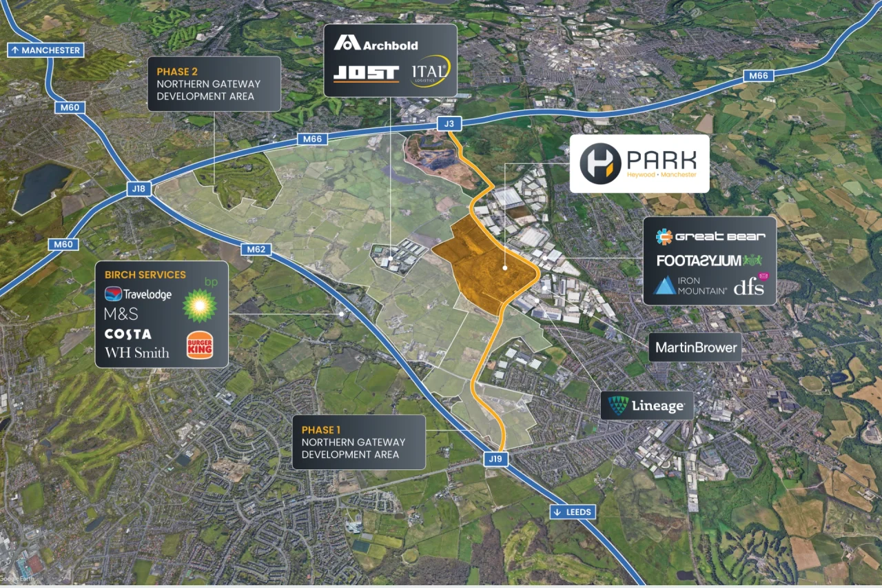 HPARK-Satellite-v2 Aerial map of Northern Gateway development near Manchester