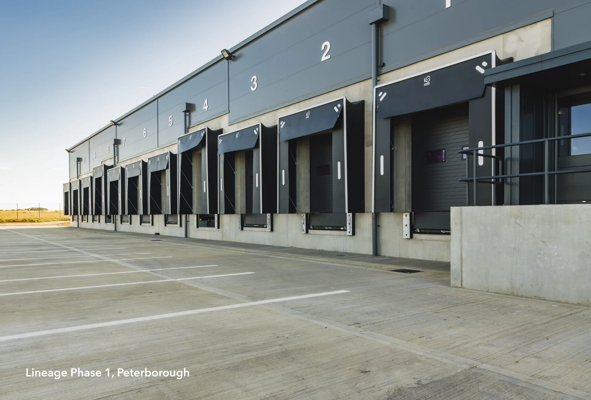 Numbered loading bays at Lineage Phase 1, Peterborough